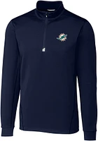 Cutter and Buck Miami Dolphins Mens Navy Blue Traverse Big Tall Qtr Zip