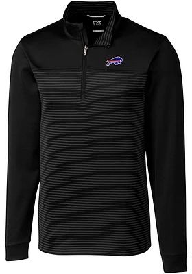 Cutter and Buck Buffalo Bills Mens Black Traverse Stripe Big Tall Qtr Zip