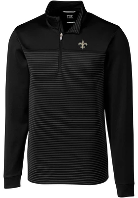 Cutter and Buck New Orleans Saints Mens Black Traverse Stripe Big Tall Qtr Zip
