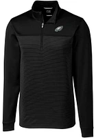 Cutter and Buck Philadelphia Eagles Mens Black Traverse Stripe Big Tall Qtr Zip