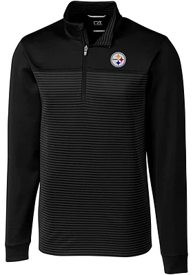 Cutter and Buck Pittsburgh Steelers Mens Black Traverse Stripe Big Tall Qtr Zip