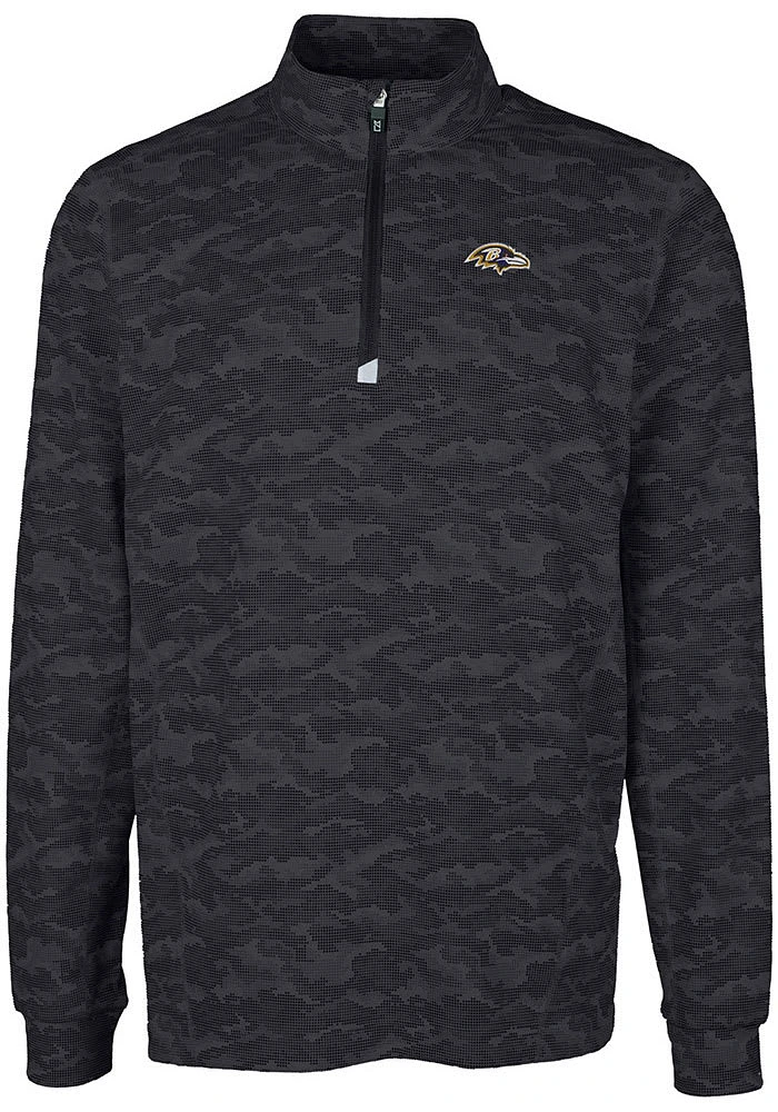 Cutter and Buck Baltimore Ravens Mens Black Traverse Camo Big Tall Qtr Zip