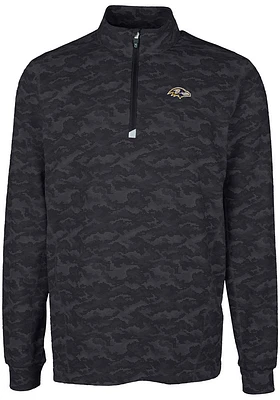 Cutter and Buck Baltimore Ravens Mens Black Traverse Camo Big Tall Qtr Zip