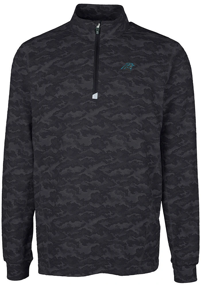 Cutter and Buck Carolina Panthers Mens Black Traverse Camo Big Tall Qtr Zip