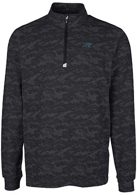 Cutter and Buck Carolina Panthers Mens Black Traverse Camo Big Tall Qtr Zip