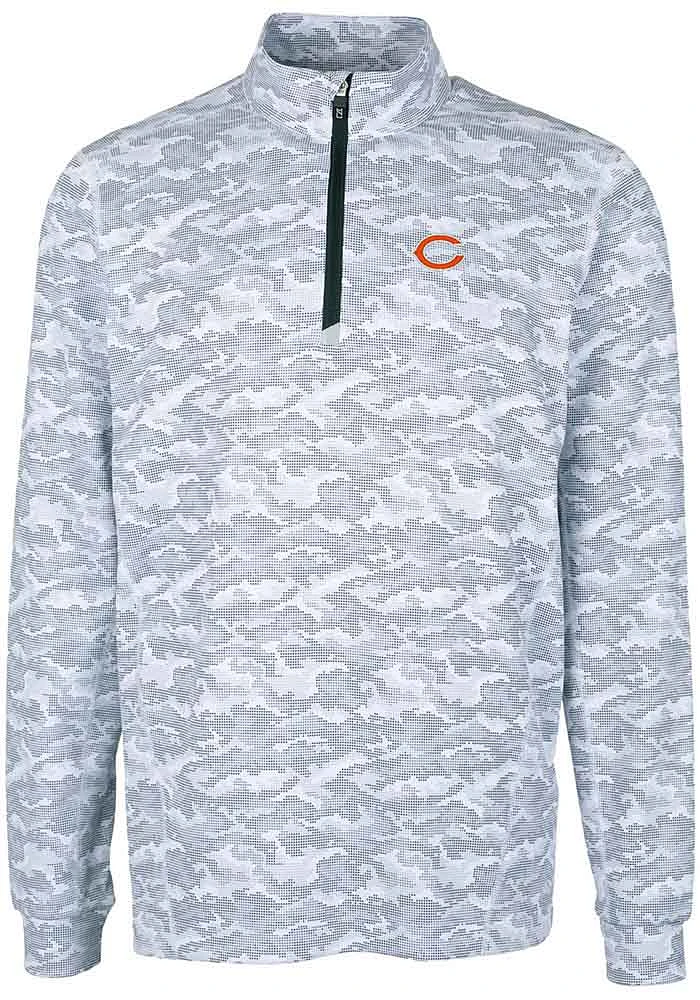 Cutter and Buck Chicago Bears Mens Charcoal Traverse Camo Big Tall Qtr Zip