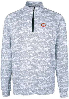 Cutter and Buck Chicago Bears Mens Charcoal Traverse Camo Big Tall Qtr Zip
