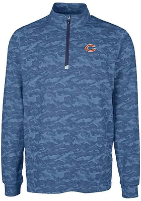 Cutter and Buck Chicago Bears Mens Navy Blue Traverse Camo Big Tall Qtr Zip