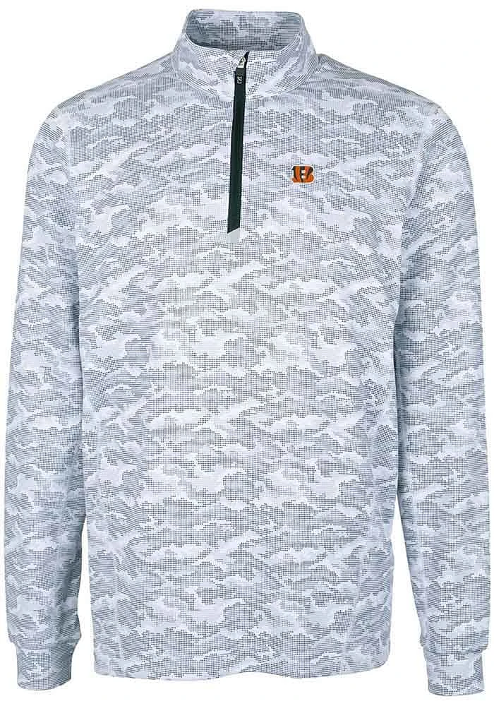 Cutter and Buck Cincinnati Bengals Mens Charcoal Traverse Camo Big Tall 1/4 Zip Pullover