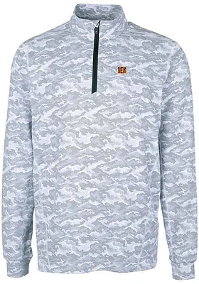 Cutter and Buck Cincinnati Bengals Mens Charcoal Traverse Camo Big Tall Qtr Zip