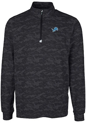 Cutter and Buck Detroit Lions Mens Black Traverse Camo Big Tall Qtr Zip