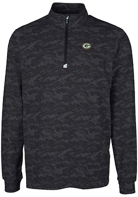 Cutter and Buck Green Bay Packers Mens Black Traverse Camo Big Tall Qtr Zip