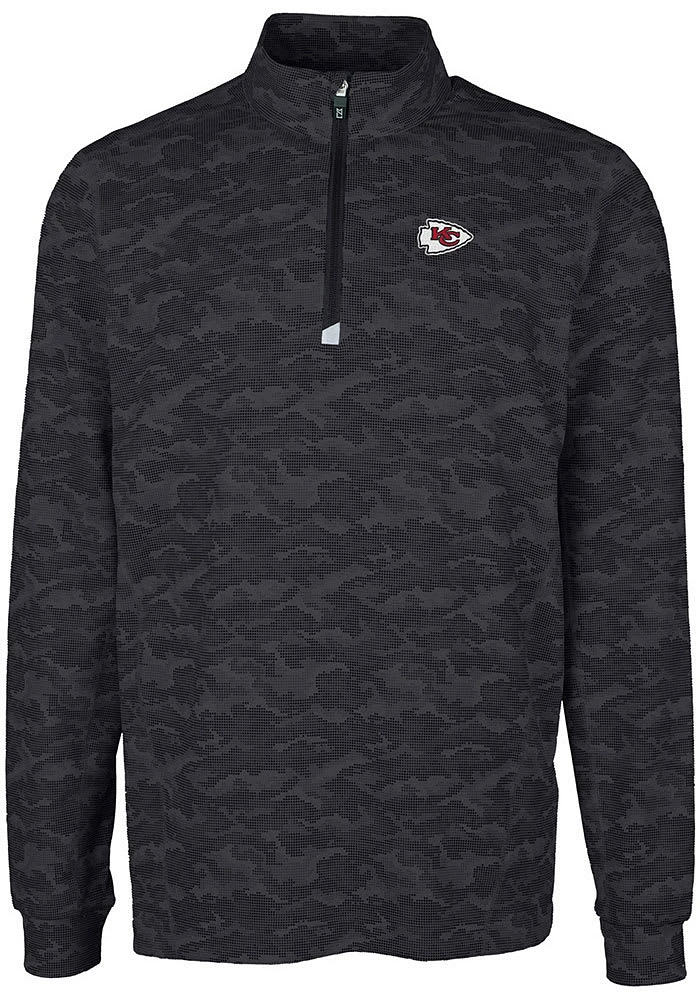 Cutter and Buck Kansas City Chiefs Mens Black Traverse Camo Big Tall Qtr Zip