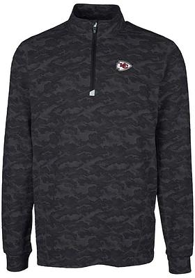 Cutter and Buck Kansas City Chiefs Mens Black Traverse Camo Big Tall Qtr Zip