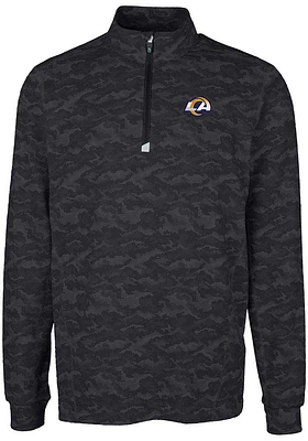 Cutter and Buck Los Angeles Rams Mens Black Traverse Camo Big Tall Qtr Zip