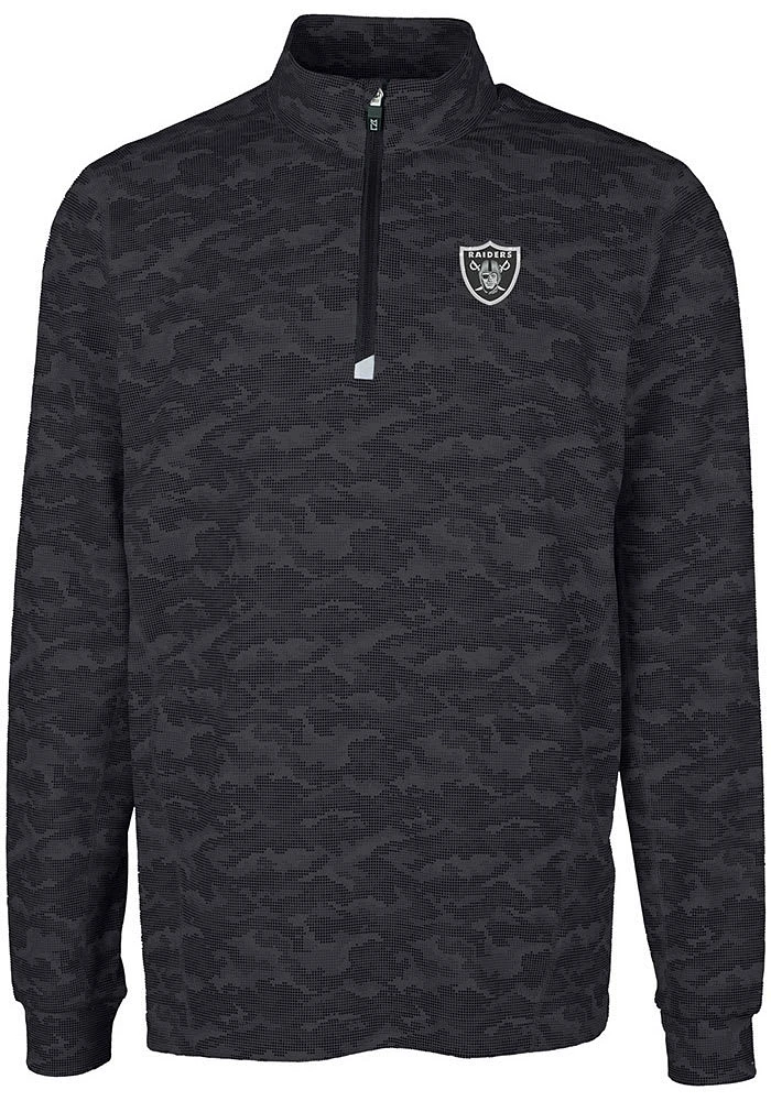 Cutter and Buck Las Vegas Raiders Mens Black Traverse Camo Big Tall Qtr Zip