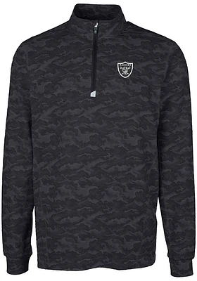 Cutter and Buck Las Vegas Raiders Mens Black Traverse Camo Big Tall Qtr Zip
