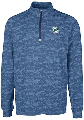 Cutter and Buck Miami Dolphins Mens Navy Blue Traverse Camo Big Tall Qtr Zip