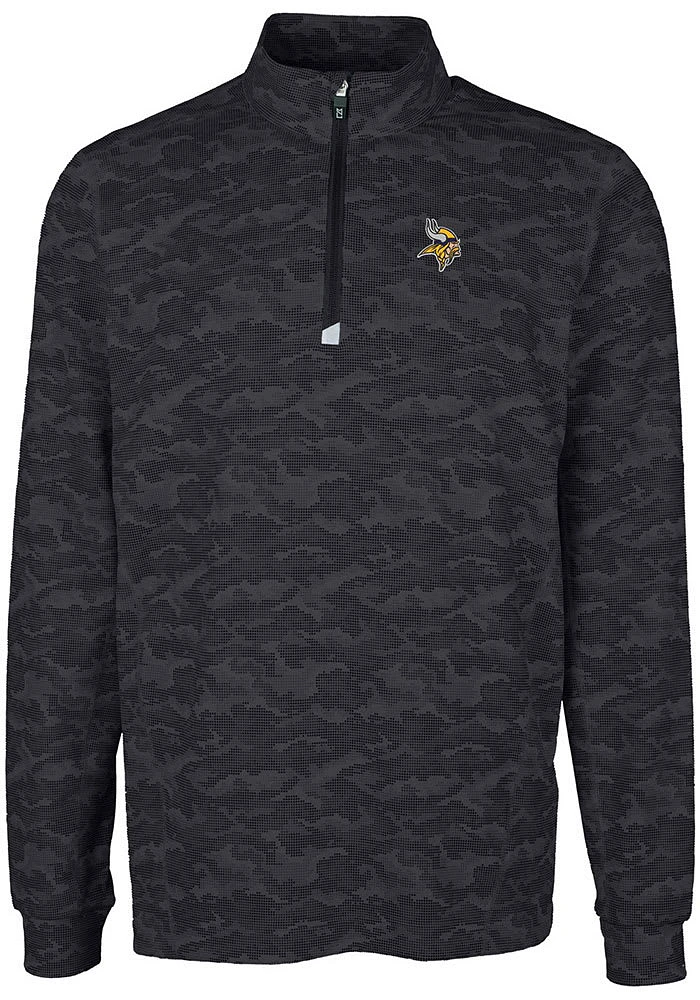 Cutter and Buck Minnesota Vikings Mens Black Traverse Camo Big Tall Qtr Zip