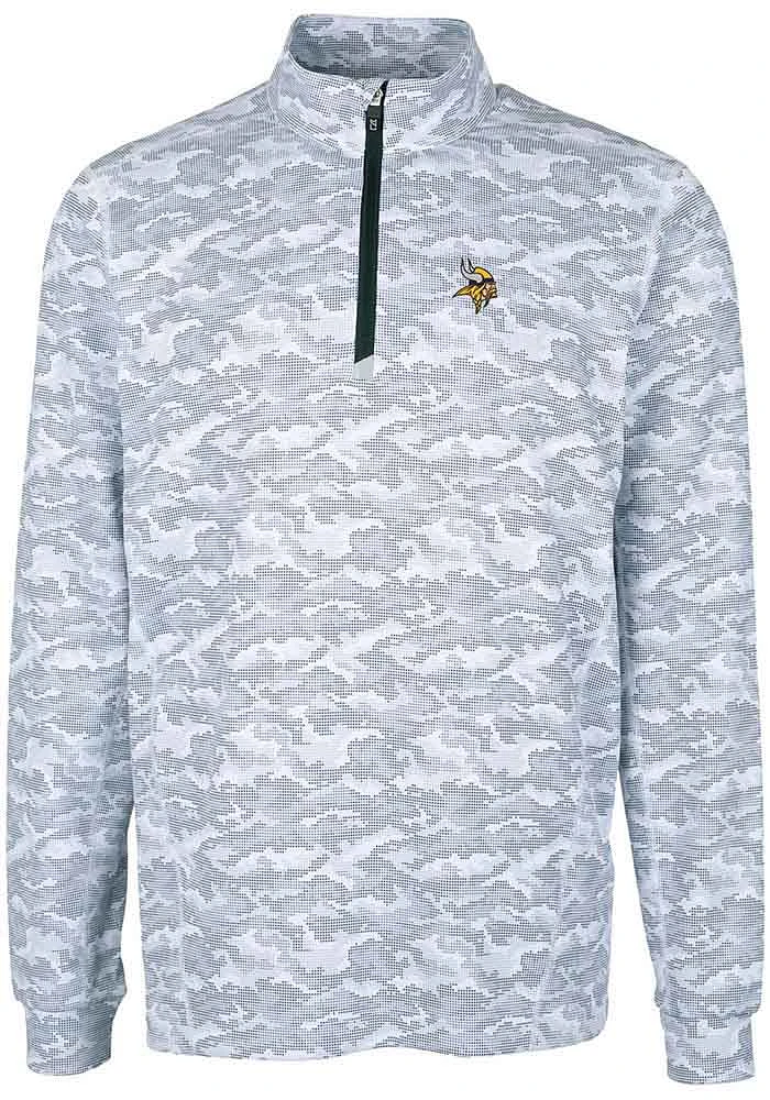 Cutter and Buck Minnesota Vikings Mens Charcoal Traverse Camo Big Tall Qtr Zip