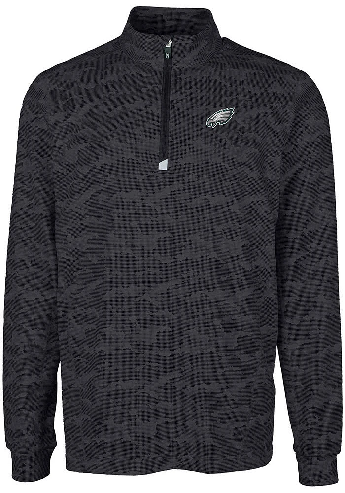 Cutter and Buck Philadelphia Eagles Mens Black Traverse Camo Big Tall Qtr Zip