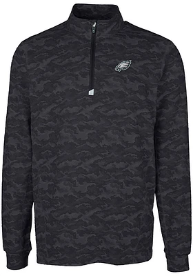 Cutter and Buck Philadelphia Eagles Mens Black Traverse Camo Big Tall Qtr Zip