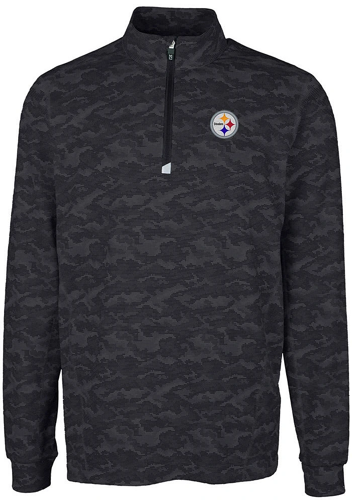 Cutter and Buck Pittsburgh Steelers Mens Black Traverse Camo Big Tall Qtr Zip