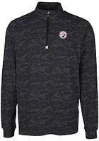 Cutter and Buck Pittsburgh Steelers Mens Black Traverse Camo Big Tall Qtr Zip