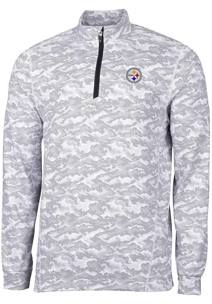 Cutter and Buck Pittsburgh Steelers Mens Charcoal Traverse Camo Big Tall Qtr Zip