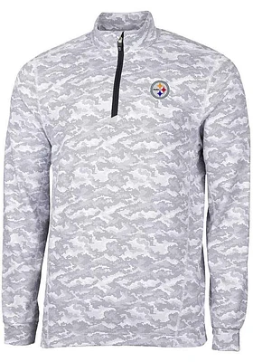 Cutter and Buck Pittsburgh Steelers Mens Charcoal Traverse Camo Big Tall Qtr Zip