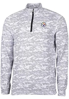 Cutter and Buck Pittsburgh Steelers Mens Charcoal Traverse Camo Big Tall Qtr Zip