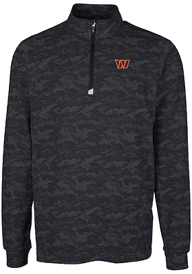 Cutter and Buck Washington Commanders Mens Black Traverse Camo Big Tall Qtr Zip