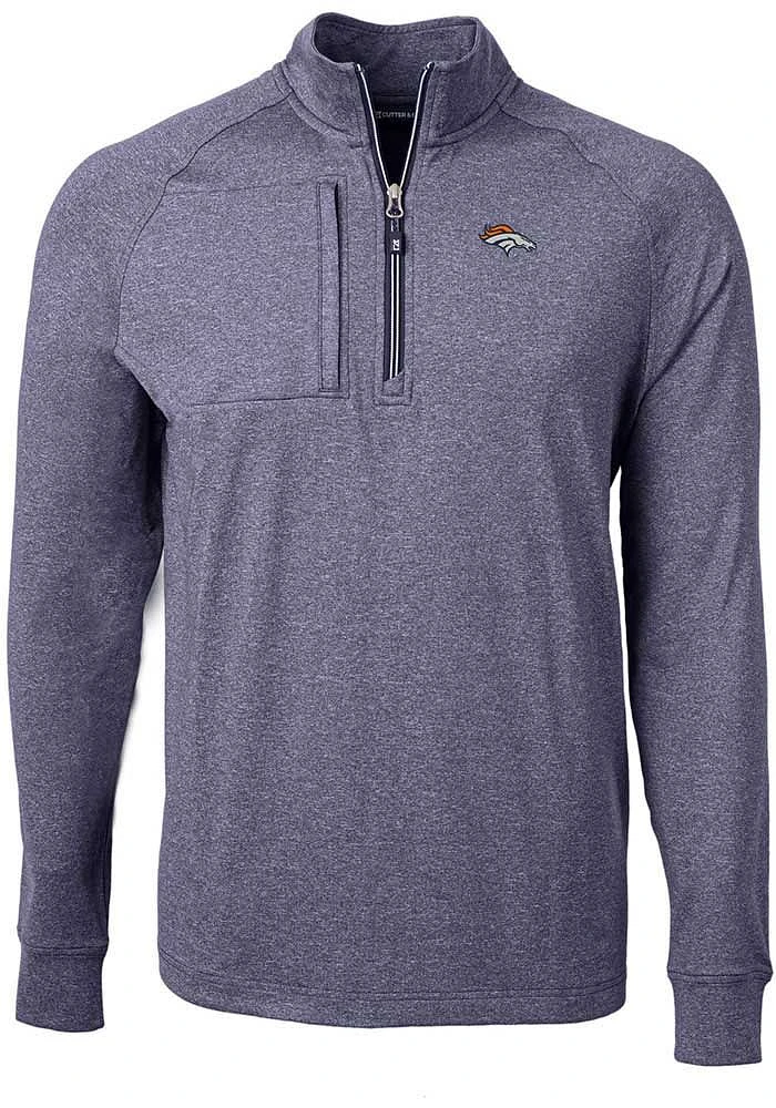 Cutter and Buck Denver Broncos Mens Navy Blue Adapt Eco Knit Big Tall Qtr Zip