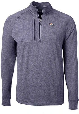 Cutter and Buck Denver Broncos Mens Navy Blue Adapt Eco Knit Big Tall Qtr Zip