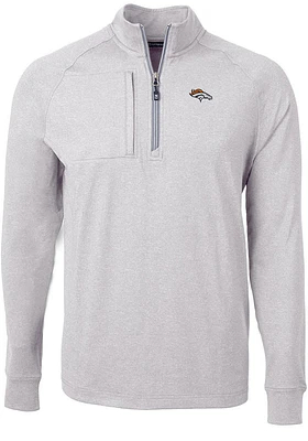 Cutter and Buck Denver Broncos Mens Grey Adapt Eco Knit Big Tall Qtr Zip