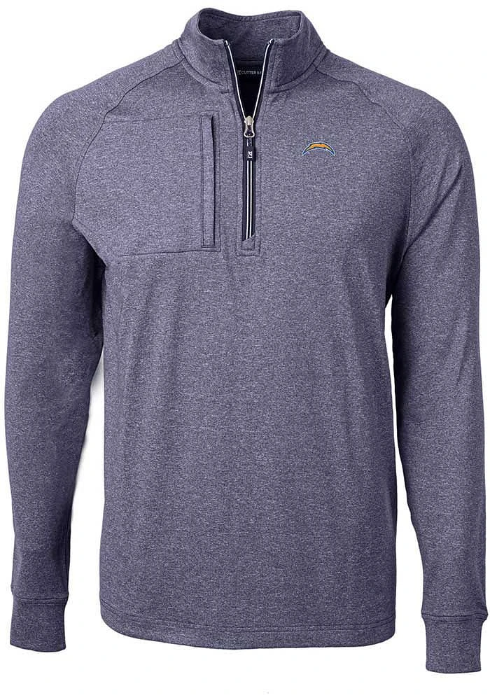 Cutter and Buck Los Angeles Chargers Mens Navy Blue Adapt Eco Knit Big Tall Qtr Zip