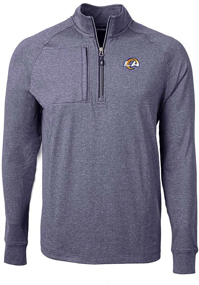 Cutter and Buck Los Angeles Rams Mens Navy Blue Adapt Eco Knit Big Tall Qtr Zip