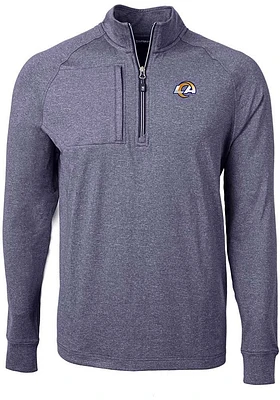 Cutter and Buck Los Angeles Rams Mens Navy Blue Adapt Eco Knit Big Tall Qtr Zip