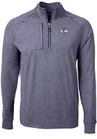 Cutter and Buck Los Angeles Rams Mens Navy Blue Adapt Eco Knit Big Tall Qtr Zip