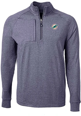 Cutter and Buck Miami Dolphins Mens Navy Blue Adapt Eco Knit Big Tall Qtr Zip