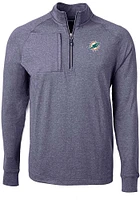 Cutter and Buck Miami Dolphins Mens Navy Blue Adapt Eco Knit Big Tall Qtr Zip