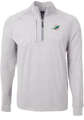 Cutter and Buck Miami Dolphins Mens Grey Adapt Eco Knit Big Tall Qtr Zip