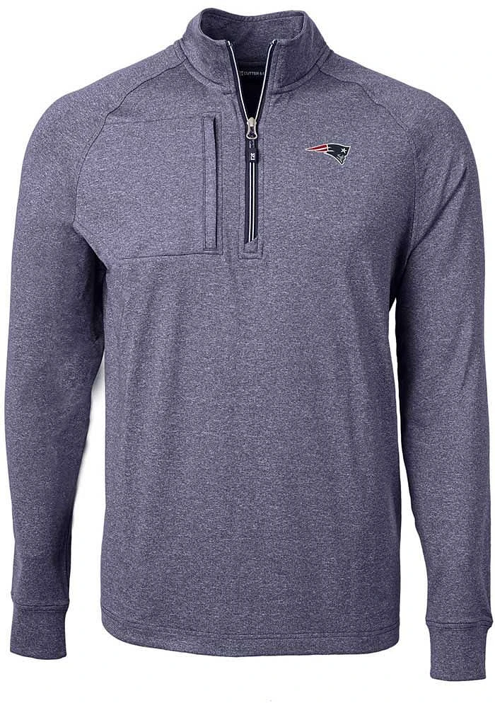 Cutter and Buck New England Patriots Mens Navy Blue Adapt Eco Knit Big Tall Qtr Zip