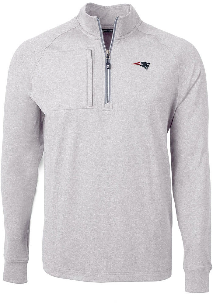 Cutter and Buck New England Patriots Mens Grey Adapt Eco Knit Big Tall Qtr Zip