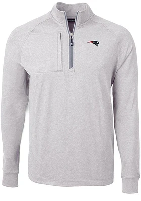 Cutter and Buck New England Patriots Mens Grey Adapt Eco Knit Big Tall Qtr Zip