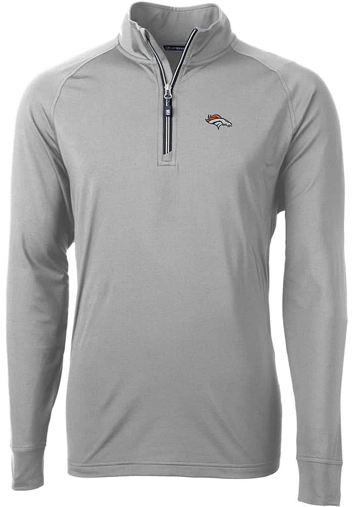 Cutter and Buck Denver Broncos Mens Grey Adapt Eco Big Tall Qtr Zip