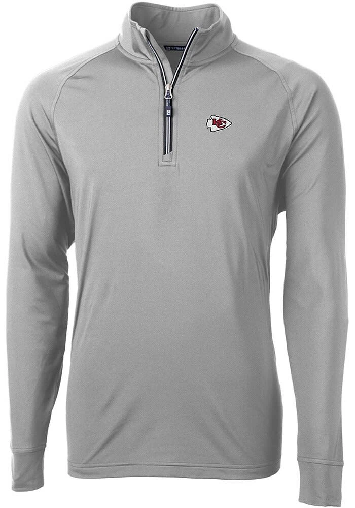 Cutter and Buck Kansas City Chiefs Mens Grey Adapt Eco Big Tall Qtr Zip