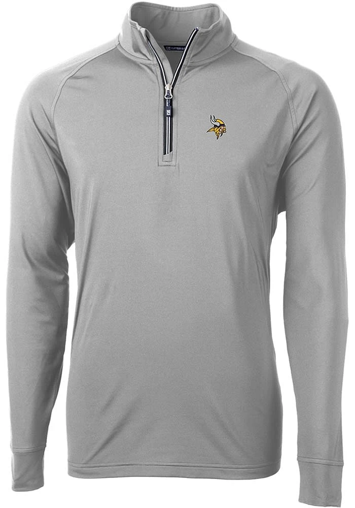 Cutter and Buck Minnesota Vikings Mens Grey Adapt Eco Big Tall Qtr Zip