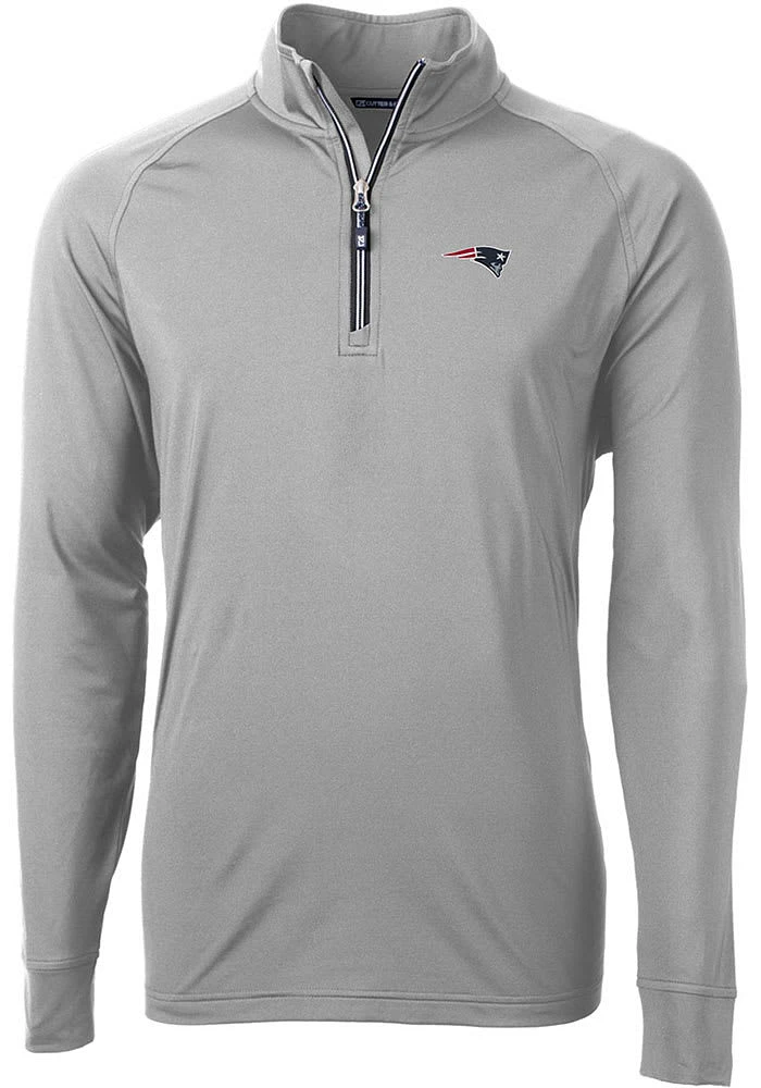 Cutter and Buck New England Patriots Mens Grey Adapt Eco Big Tall Qtr Zip