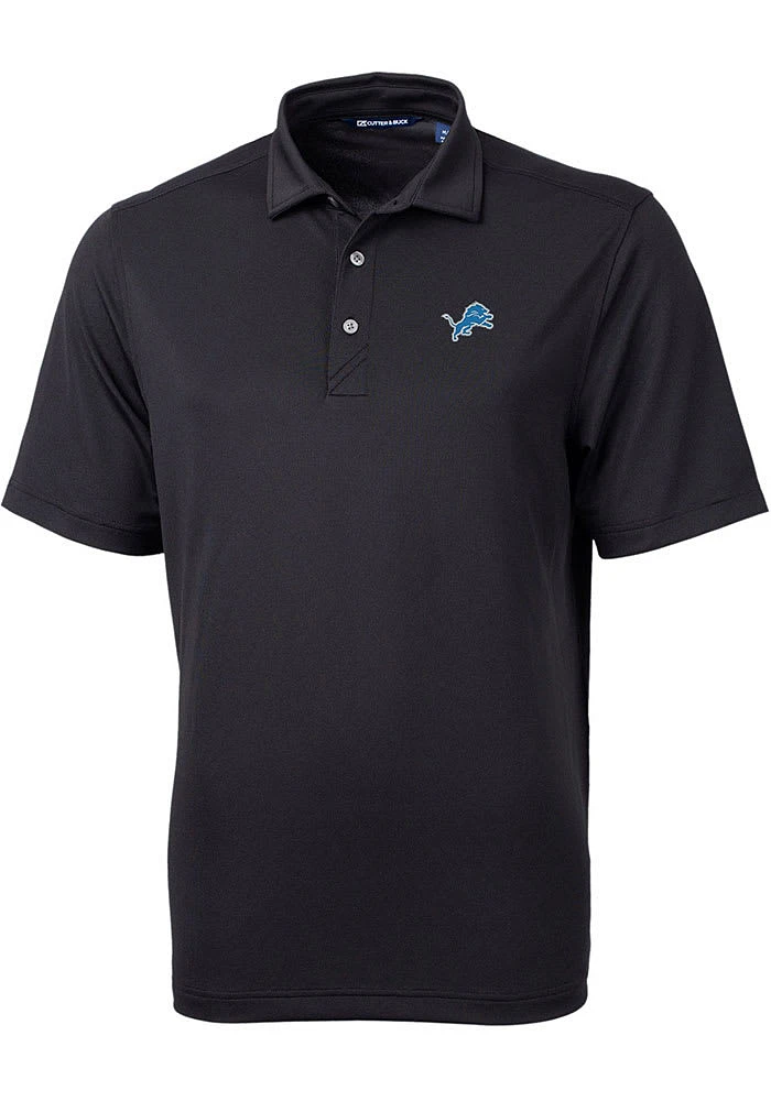 Cutter and Buck Detroit Lions Black Virtue Eco Pique Design Big Tall Polo